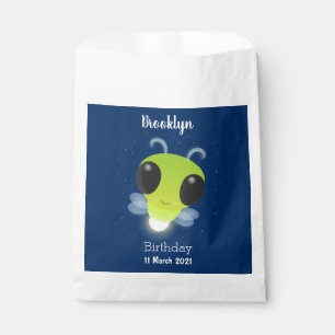 Cute green glow bug firefly cartoon illustration favour bags