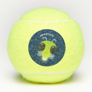 Cute green glow bug firefly cartoon illustration tennis balls