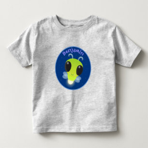Cute green glow bug firefly cartoon illustration toddler T-Shirt