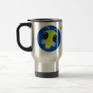 Cute green glow bug firefly cartoon illustration travel mug