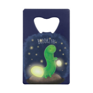 Cute green glow worm cartoon illustration