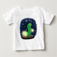 Cute green glow worm cartoon illustration