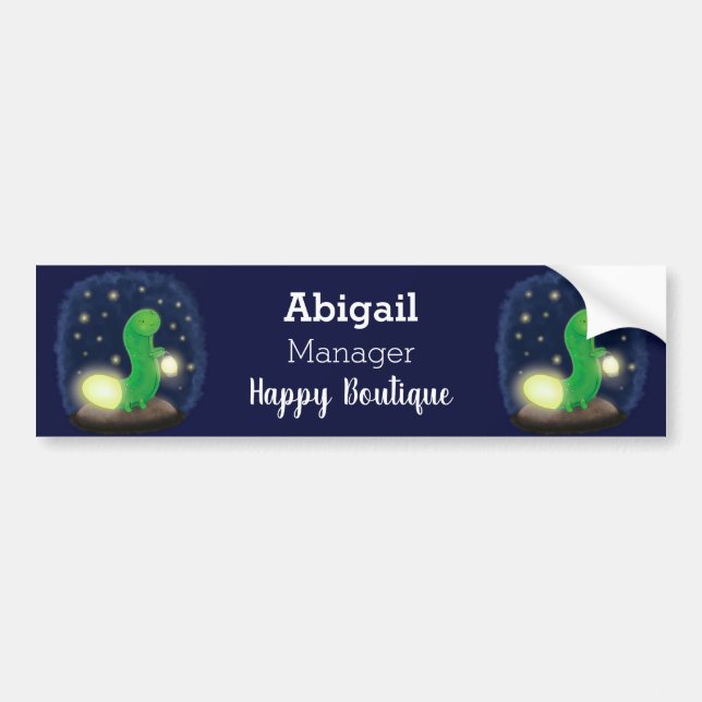 Cute green glow worm cartoon illustration  bumper sticker (Front)