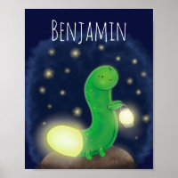 Cute green glow worm cartoon illustration
