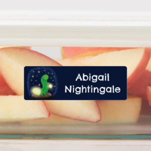 Cute green glow worm cartoon personalised