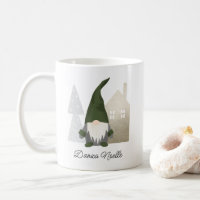 Cute Green Gnome and House | Name Christmas