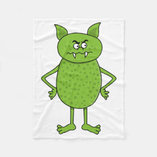 Cute green goblin cartoon fleece blanket