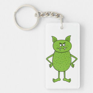 Cute green goblin cartoon key ring