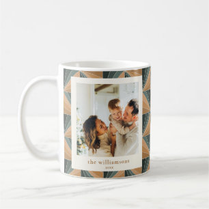 Cute Green Gold Geometric Custom Photo Christmas Coffee Mug