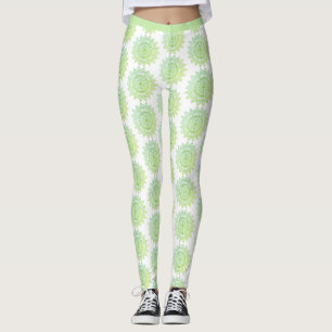 Cute Green Gold Mandala Pattern Elegant Pretty Leggings