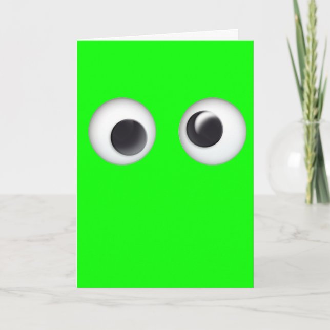 Cute Green Googly Eyes Halloween Maze Card (Front)