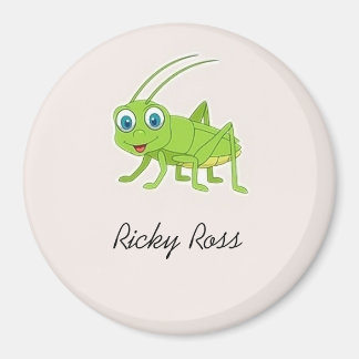 Cute green grasshopper purple magnet