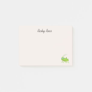 Cute green grasshopper purple post-it notes