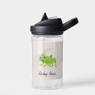 Cute green grasshopper purple water bottle
