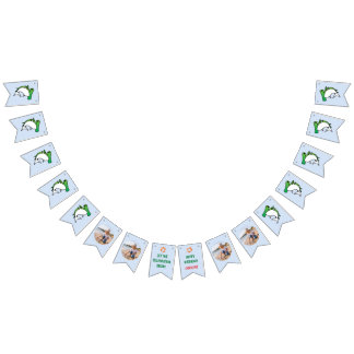 Cute Green Hammerhead Shark Kids Birthday Photo Bunting