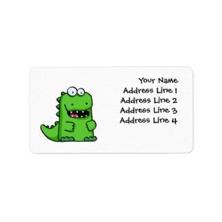 Cute Green Happy Dinosaur Label