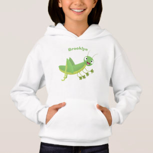 Cute green happy grasshopper cartoon