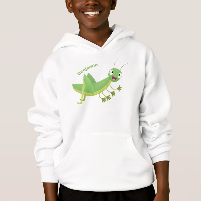 Cute green happy grasshopper cartoon (Front)