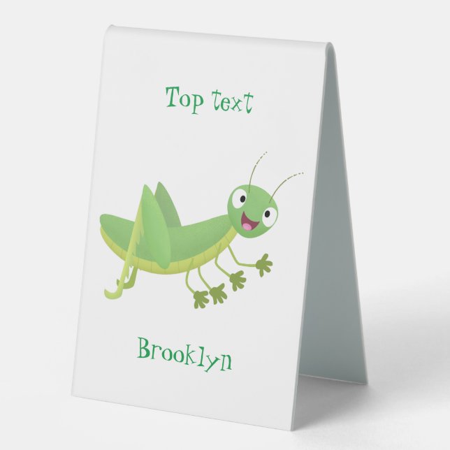 Cute green happy grasshopper cartoon (Front)