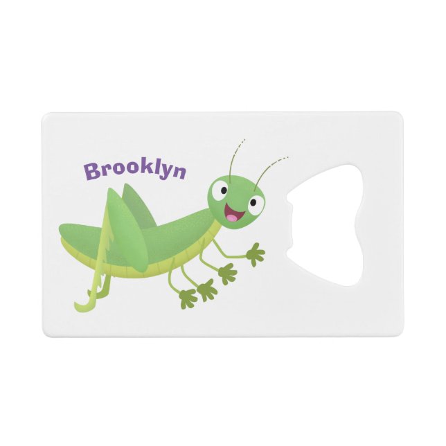 Cute green happy grasshopper cartoon (Front (Horizontal))
