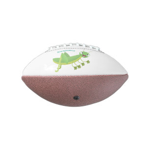 Cute green happy grasshopper cartoon american football