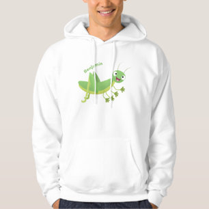 Cute green happy grasshopper cartoon hoodie