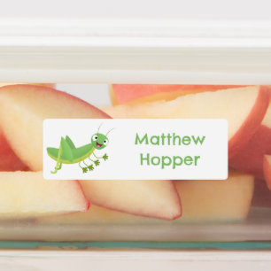 Cute green happy grasshopper cartoon personalised
