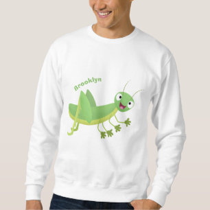 Cute green happy grasshopper cartoon sweatshirt