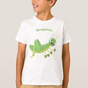 Cute green happy grasshopper cartoon T-Shirt