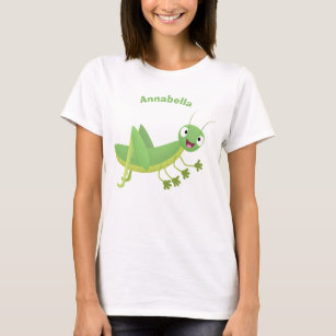 Cute green happy grasshopper cartoon T-Shirt