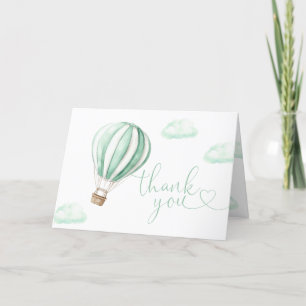 Cute Green Hot Air Balloon Baby Shower Thank You Card
