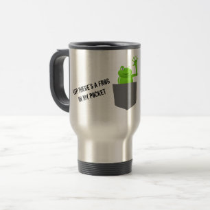 Cute Green Humourous Frog in My Pocket Digital Travel Mug