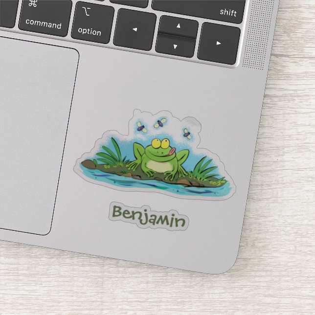 Cute green hungry frog cartoon illustration (Detail)