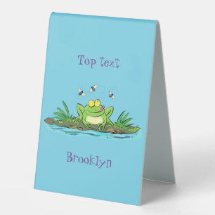 Cute green hungry frog cartoon illustration