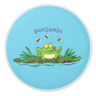 Cute green hungry frog cartoon illustration