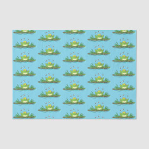 Cute green hungry frog cartoon illustration tissue paper