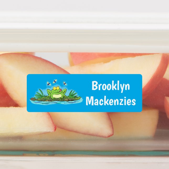 Cute green hungry frog cartoon personalised (Affixed)