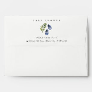 Cute Green Ink Blue Boy Shoes Foliage Baby Shower Envelope