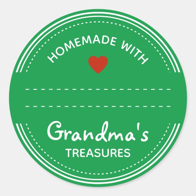 Cute Green Jar Lid Labels Blank Text Box Red Heart (Front)