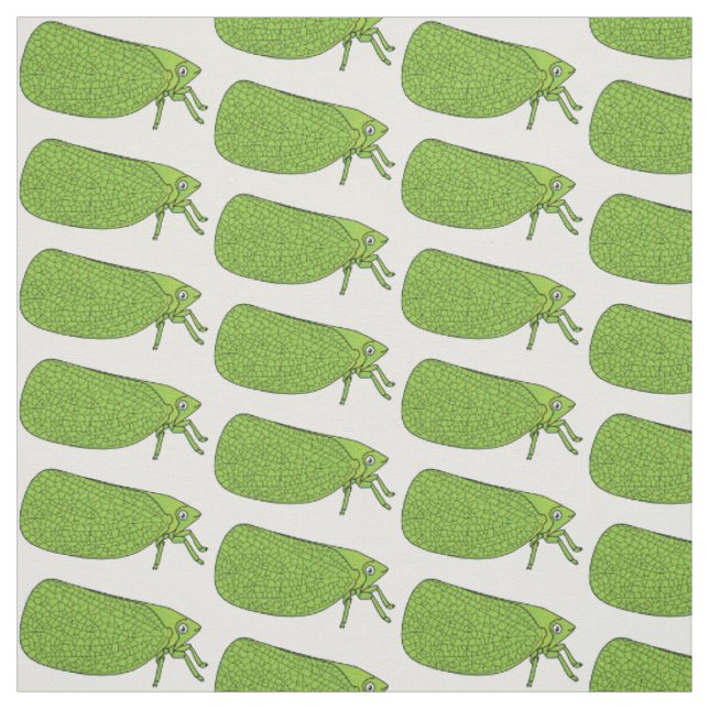Cute green leaf hopper insect cartoon illustration fabric (Swatch)