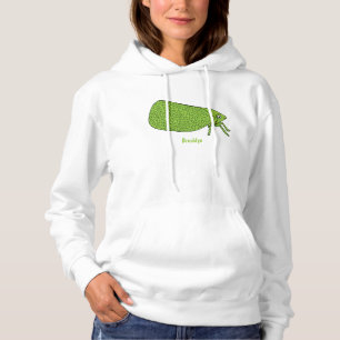 Cute green leaf hopper insect cartoon illustration hoodie
