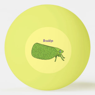 Cute green leaf hopper insect cartoon illustration ping pong ball
