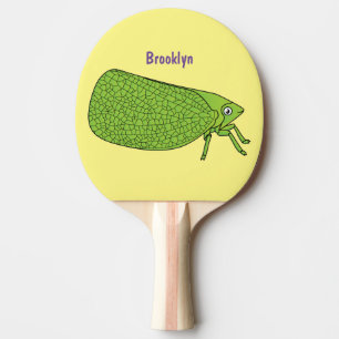 Cute green leaf hopper insect cartoon illustration ping pong paddle