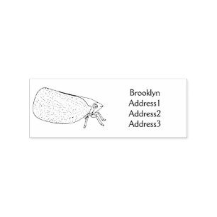 Cute green leaf hopper insect cartoon illustration rubber stamp