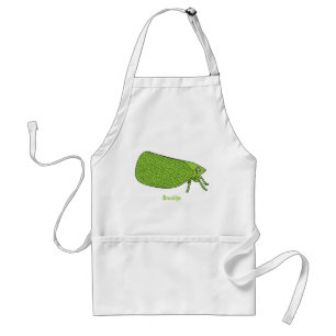 Cute green leaf hopper insect cartoon illustration standard apron