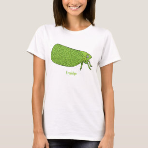 Cute green leaf hopper insect cartoon illustration T-Shirt