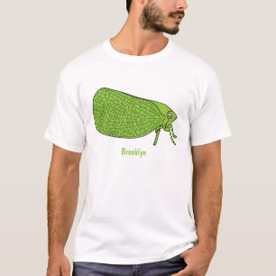 Cute green leaf hopper insect cartoon illustration T-Shirt