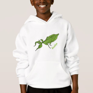Cute green leaf insect cartoon illustration