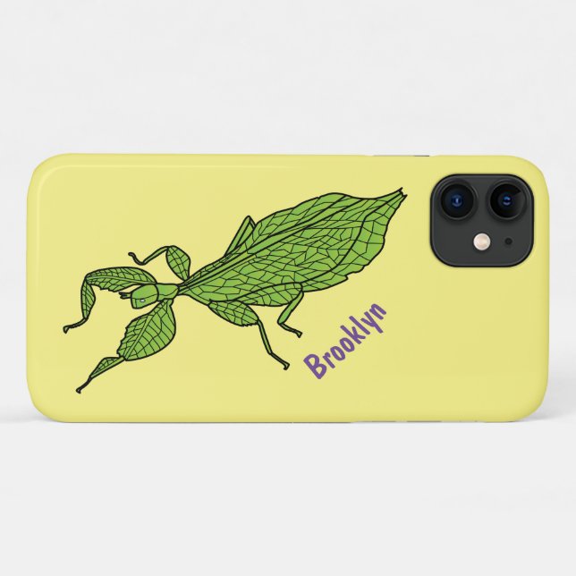 Cute green leaf insect cartoon illustration Case-Mate iPhone case (Back (Horizontal))