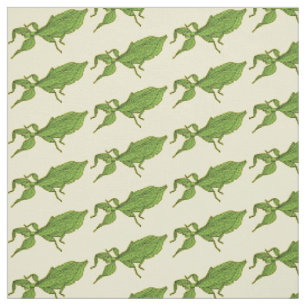 Cute green leaf insect cartoon illustration fabric